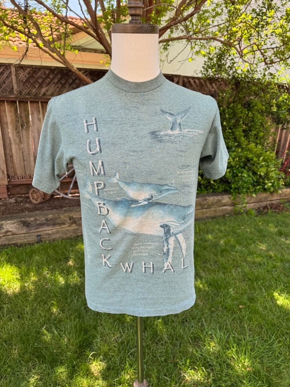 Vtg 90's Signal Sport Humpback Whale 2 Side Seafoam Green Men's *No Tag*Flaws*